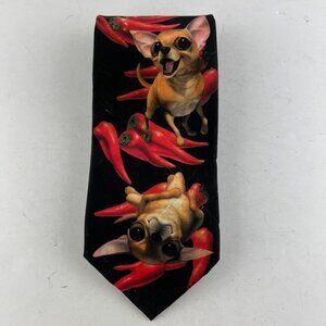 Ralph Marlin Aye Chihuahua 1998 Signd Daron Fayas Hot Pepper Pattern Necktie Tie